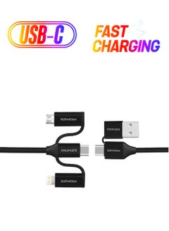 PROMATE 6-in-1 Hybrid Multi-Connector cable for Charging & Data Transfer 1.2M Black  - Image 1