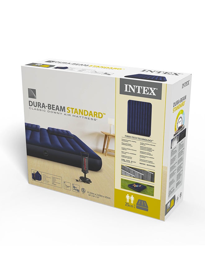 INTEX Queen Classic Downy Air Mattress 1.52Mx 2.03M X 25Cm Plastic Blue - Image 2