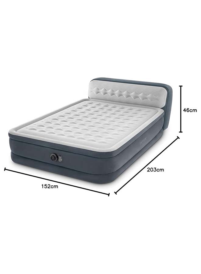 INTEX - Inflatable Deluxe Queen Dura-Beam Series Headboard Airbed, Grey/White, 64448GB Grey - Image 1