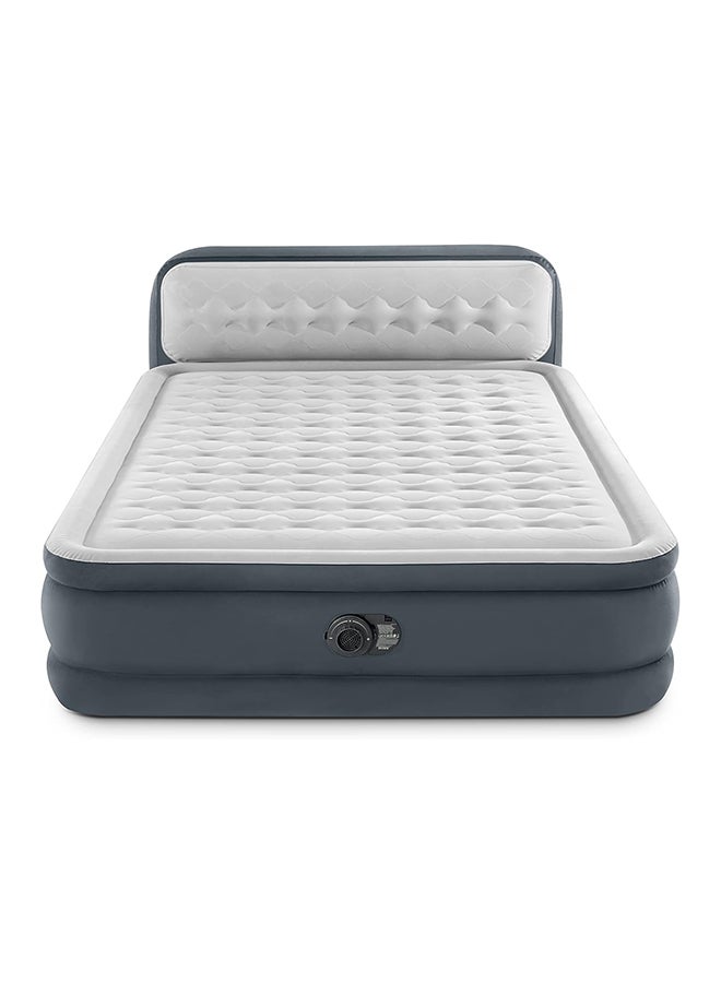 INTEX - Inflatable Deluxe Queen Dura-Beam Series Headboard Airbed, Grey/White, 64448GB Grey - Image 1