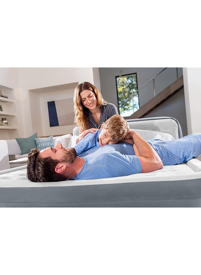 INTEX - Inflatable Deluxe Queen Dura-Beam Series Headboard Airbed, Grey/White, 64448GB Grey - Image 1
