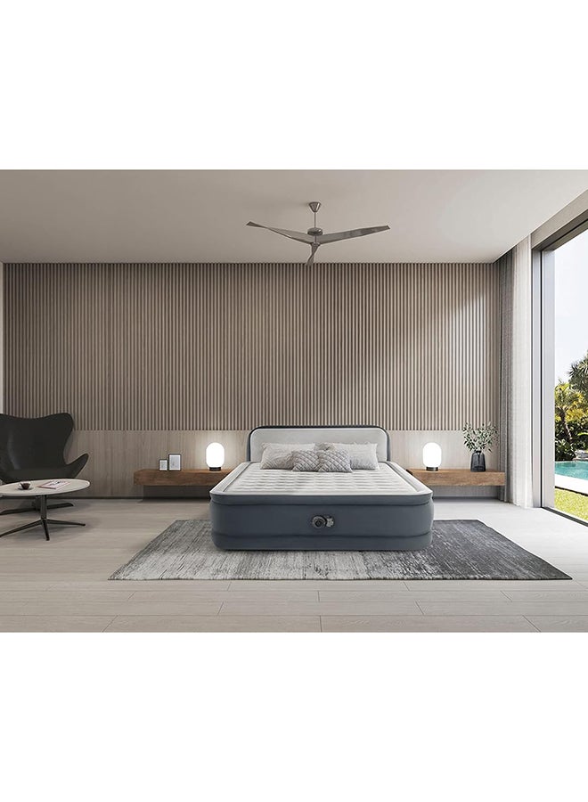 INTEX - Inflatable Deluxe Queen Dura-Beam Series Headboard Airbed, Grey/White, 64448GB Grey - Image 1
