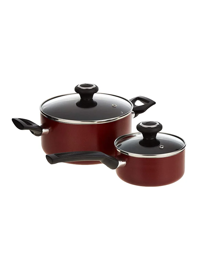 Prestige 25-Piece Aluminium Non-Stick Coating Durable Design Non-Slip Ergonomic Handle Kitchen Cookware Set Includes 1x Cookware (20 cm), 1x Casserole With Glass Lid (24 cm), 1x Casserole With Glass Lid (30 cm), 1x Casserole With Glass Lid (28 cm), 1x Wok With Glass Lid (14 cm), 1x Saucepan With Glass Lid (30 cm), 1x Concave Tawa (20 cm), 1x Fry Pan (26 cm), 4x Fry Pan, 5x Tool Set, 7x Knife With Holder Set Red