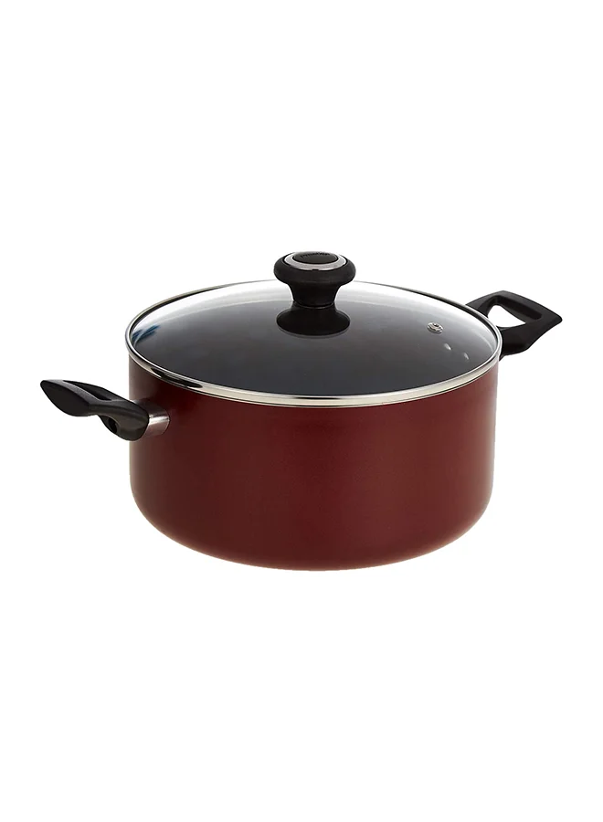 Prestige 25-Piece Aluminium Non-Stick Coating Durable Design Non-Slip Ergonomic Handle Kitchen Cookware Set Includes 1x Cookware (20 cm), 1x Casserole With Glass Lid (24 cm), 1x Casserole With Glass Lid (30 cm), 1x Casserole With Glass Lid (28 cm), 1x Wok With Glass Lid (14 cm), 1x Saucepan With Glass Lid (30 cm), 1x Concave Tawa (20 cm), 1x Fry Pan (26 cm), 4x Fry Pan, 5x Tool Set, 7x Knife With Holder Set Red