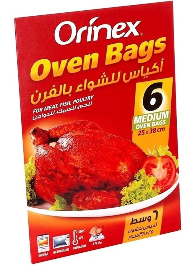 Orinex 6-Piece Medium Oven Bag Set Clear 25x38cm - Image 2
