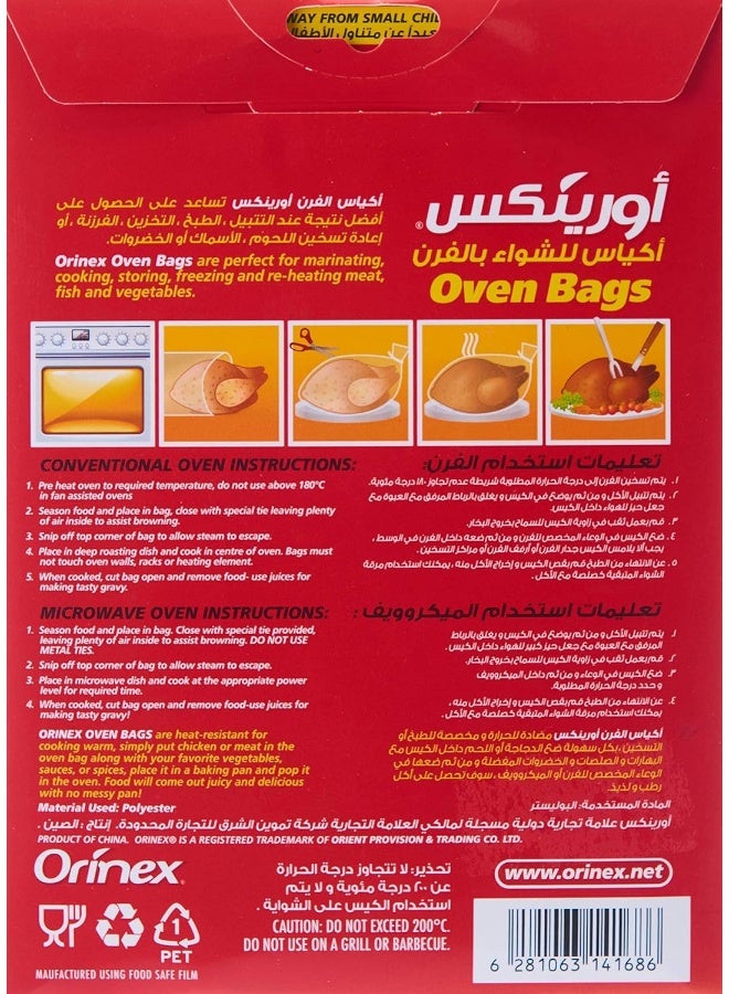 Orinex 6-Piece Medium Oven Bag Set Clear 25x38cm - Image 3