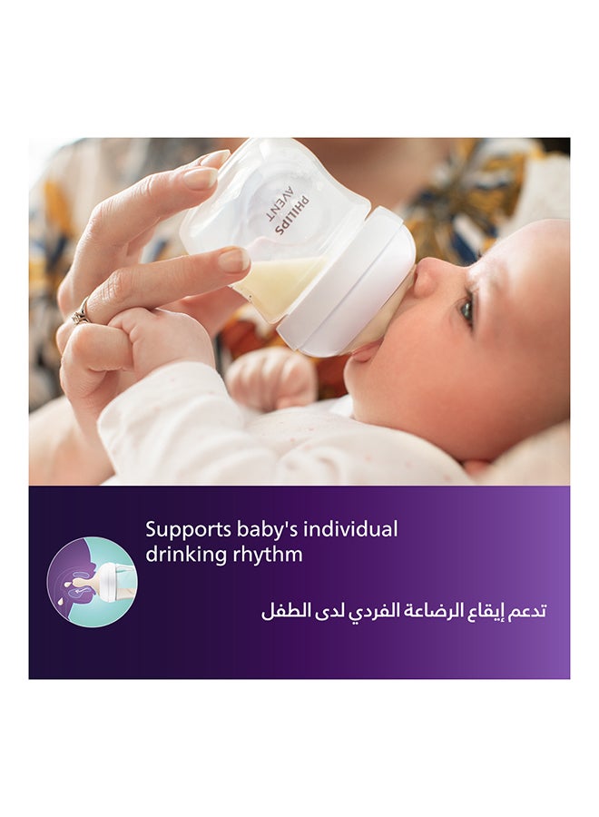 زجاجة رضاعة ذات شكل طبيعي مريح ومضادة للمغص منذ الولادة (0 أشهر فما فوق)، شفافة - 125 مل - Image 3