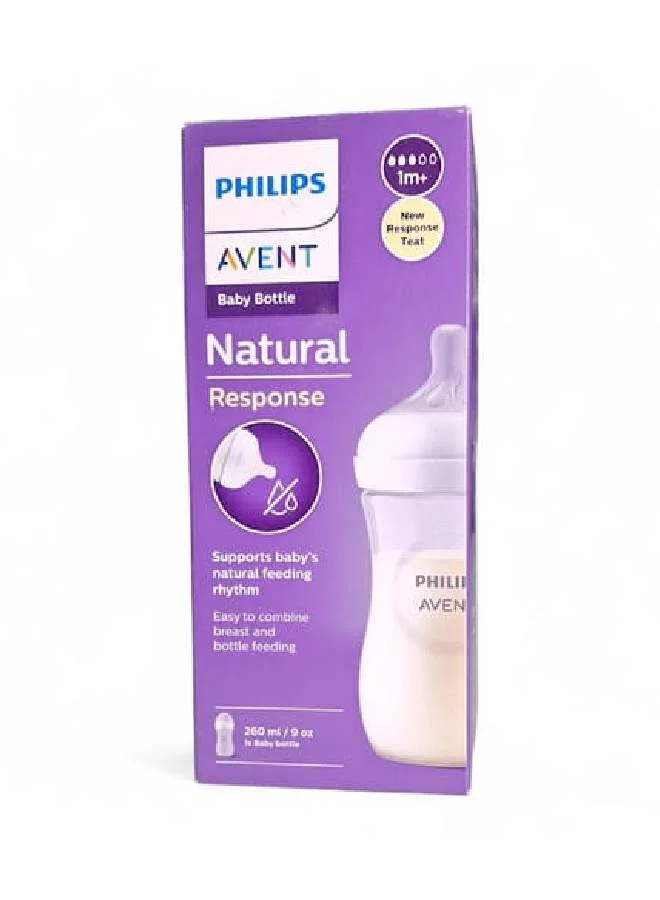Philips Avent Natural Response Baby Feeding Bottle 260Ml | Ideal for 1 months+ Flow 3 | No.1 Brand Recommended By Moms Worldwide |Natural Response Technology Mimics Breastfeeding | Uniquely Designed Nipple Releases Milk Only When Baby Drinks