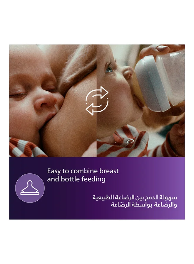 Philips Avent مجموعة زجاجات الرضاعة الطبيعية فائقة النعومة للأطفال حديثي الولادة، سعة 125 مل، شفافة مكونة من قطعتين