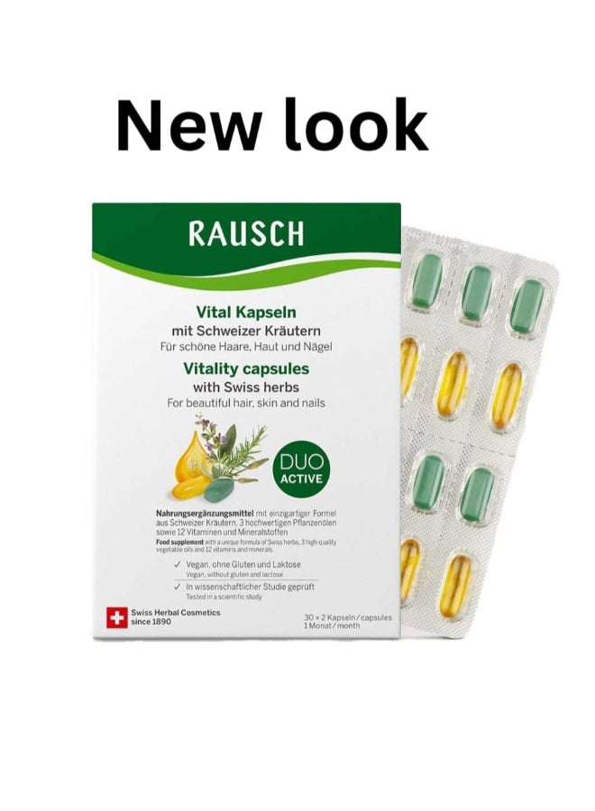 Rausch Swiss Herbal Vital Capsules for Beautiful Hair , Skin and Nails - 60 Capsules - Image 1