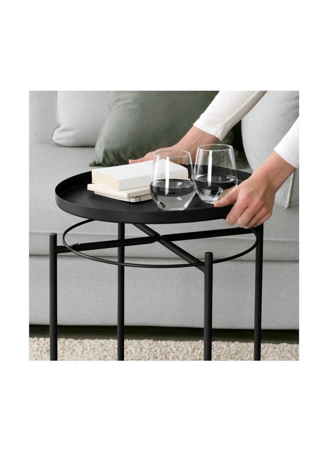 ZENHOME Round Steel Table Black 45x53x45cm - Image 4