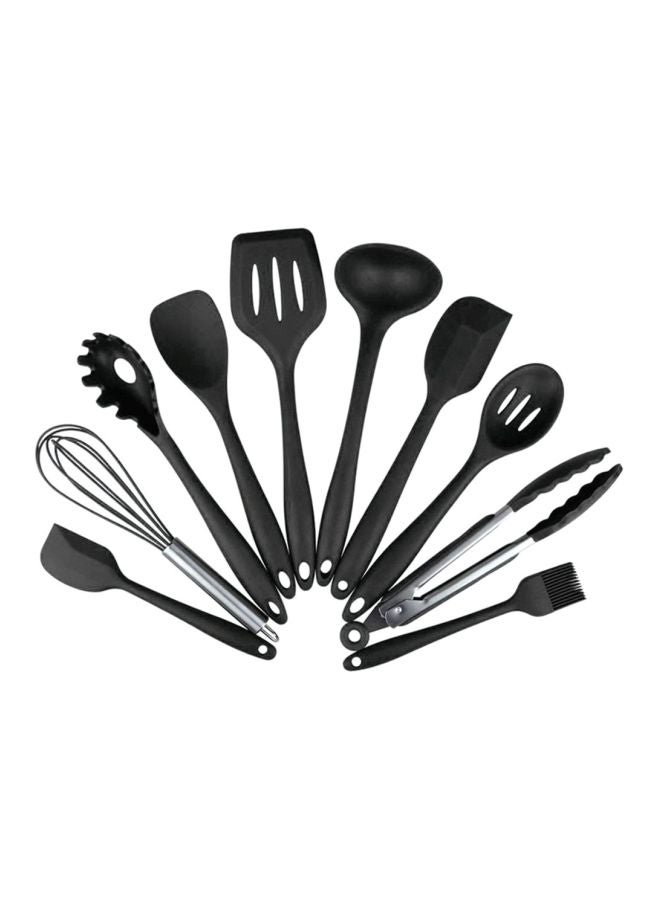 طقم أدوات مطبخ من السيليكون مكونة من 10 قطع أسود 31.5x11.2سم - Image 1