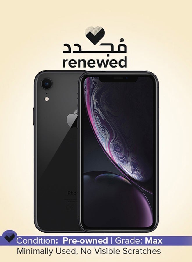 أبل مُجدد - هاتف آيفون XR مزود بتطبيق فيس تايم مع ذاكرة داخلية سعة 128 جيجابايت ويدعم تقنية 4G LTE بلون أسود  - Image 1