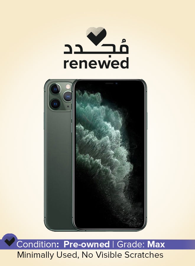 أبل - مُجدد - آيفون 11 برو ماكس مزود بتطبيق فيس تايم وذاكرة داخلية سعة 512 جيجابايت ويدعم تقنية 4G LTE، لون أخضر ميدنايت - النسخة العالمية - Image 1