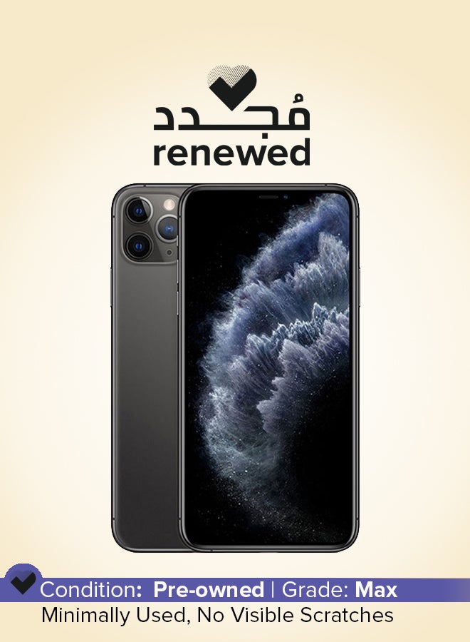 ابل  مُجدد - آيفون 11 برو ماكس مع تطبيق فيس تايم بلون رمادي فلكي وذاكرة بسعة 256 جيجابايت ويدعم تقنية 4G LTE - Image 1