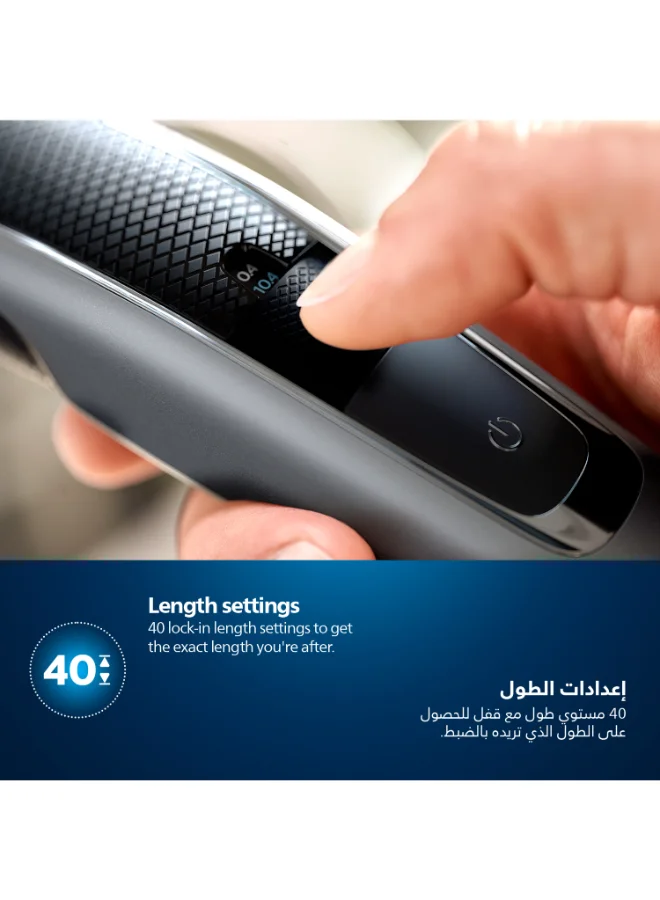 Philips Beard Trimmer BT5502/13,Lift & Trim PRO for Even Beard Styling,40 Length Settings, Maintenance-Free Blades, No Oil Required,Corded & Cordless, Battery Indicator,90min Runtime, Waterproof, Storage Pouch Included Black/Grey