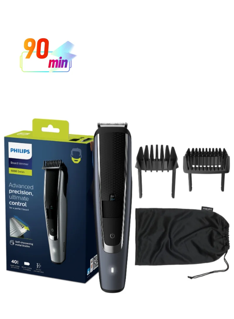 فيليبس Beard Trimmer BT5502/13 Lift And Trim PRO for Even Beard Styling 40 Length Settings, Battery Indicator 90min Runtime, Waterproof, Storage Pouch Included - 2 Years Guarantee