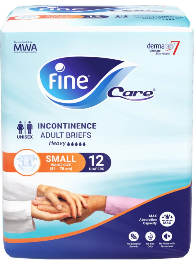 Fine Care Incontinence Adult Diapers Breifs, Small Size ,Waist 51-75 cm, Count 12  - Image 1