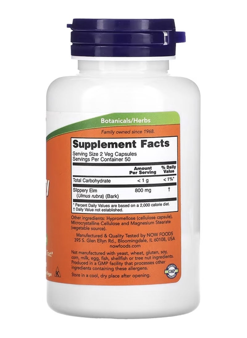 Now Foods Slippery Elm Dietary Supplement 400mg - 100 Capsules - Image 2