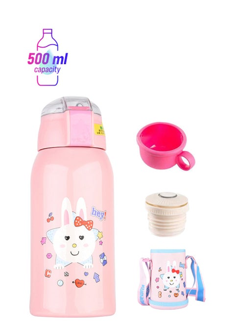 Vacuum Insulated Cartoon Animal Water Bottle Pink 26.5 x 10 x 10cm