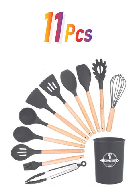 11-Piece Silicone Utensils Set Black
