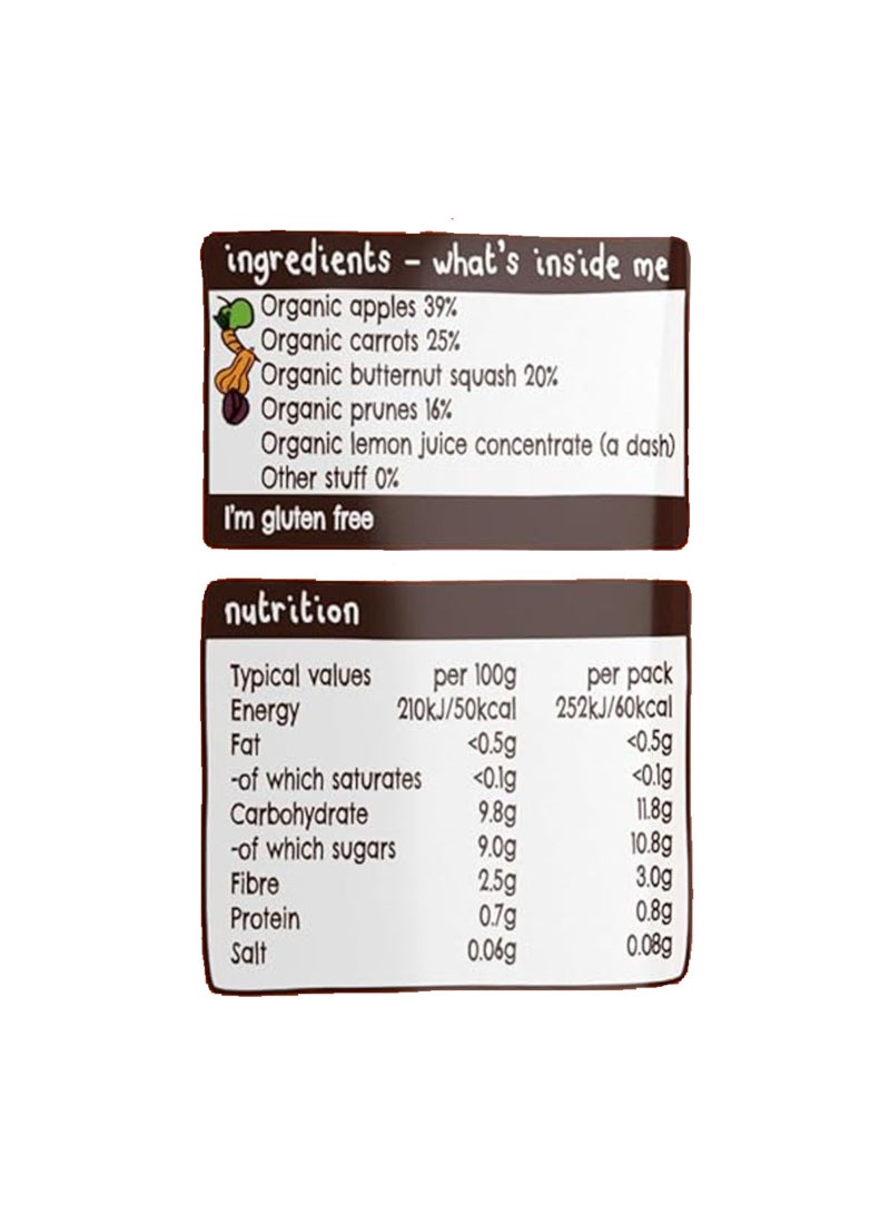 Ella’s kitchen Carrots Apple Prunes Squash 120grams - Image 3