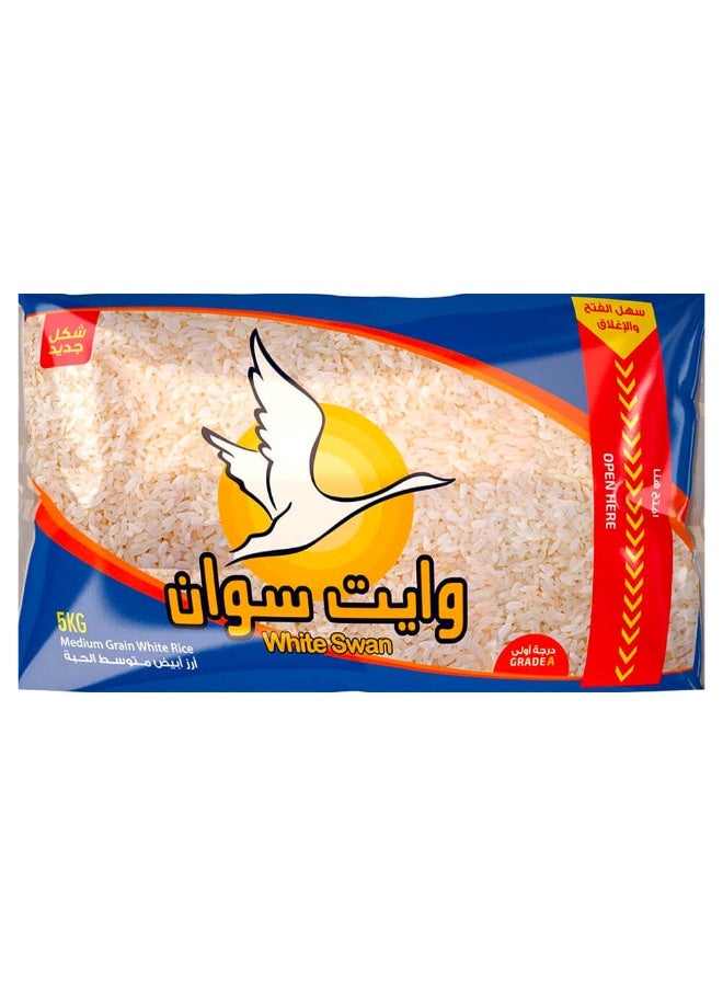 وايت سوان وايت سوان أرز متوسط الحبة أبيض 5 كغم 