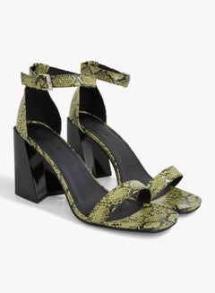 TRUFFLE COLLECTION Snakeskin Textured Sandals Green  - Image 2