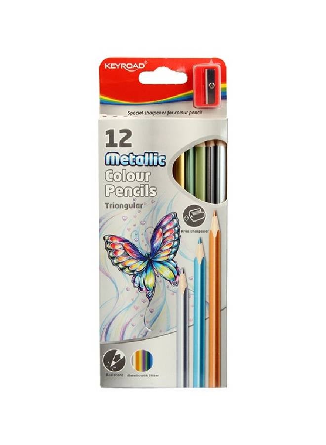 12-Piece Metallic Colour Pencils Kr971756 Multicolour