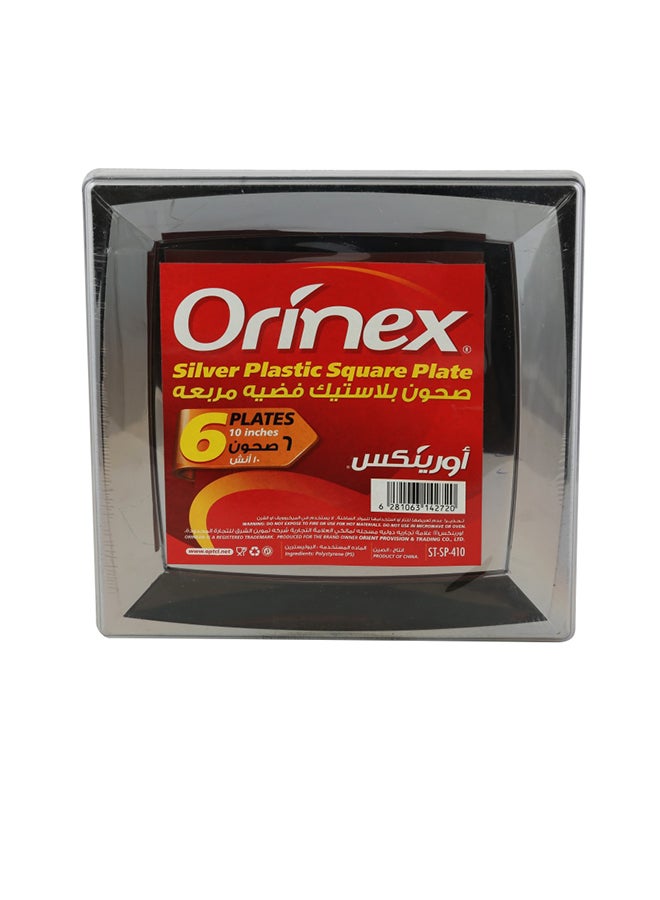 أورينيكس صحون بلاستيكية مربعة مقاس 9 بوصة فضي  - Image 3