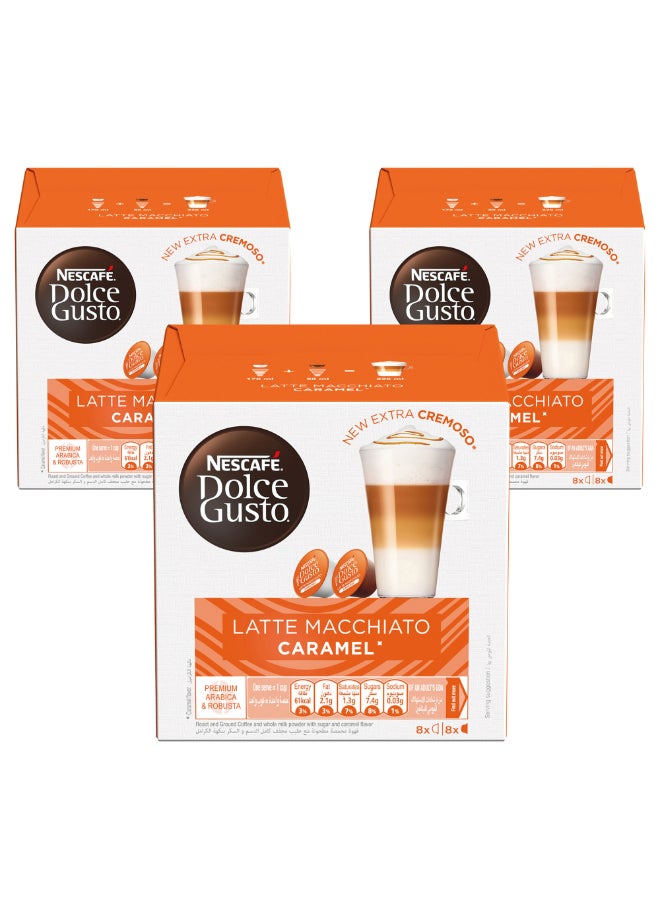 نسكافيه قهوة لاتيه ماكياتو بنكهة الكراميل من دولتشي جوستو 145.6جرام عبوة من 3 قطع - Image 1