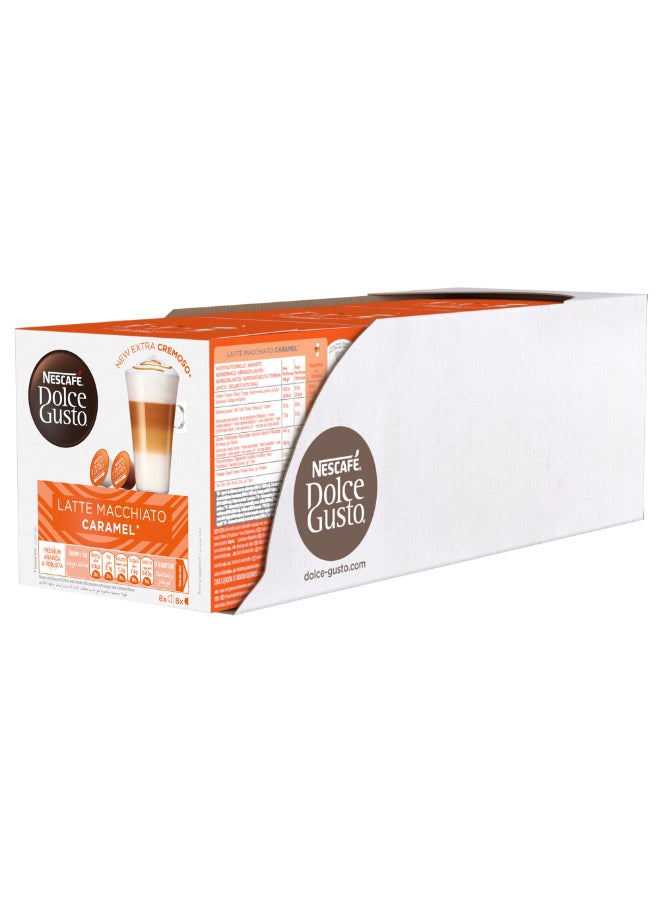 قهوة لاتيه ماكياتو بنكهة الكراميل من دولتشي جوستو 145.6جرام عبوة من 3 قطع