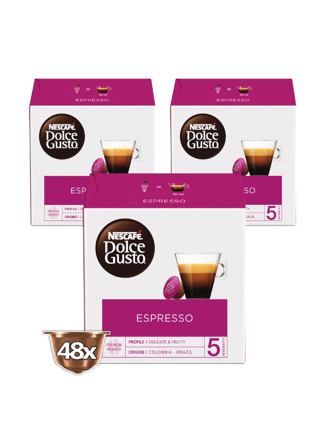 عبوة كبسولات قهوة إسبريسو من دولتشي جوستو تحتوي على 16 قطعة 88جرام عبوة من 3 قطع