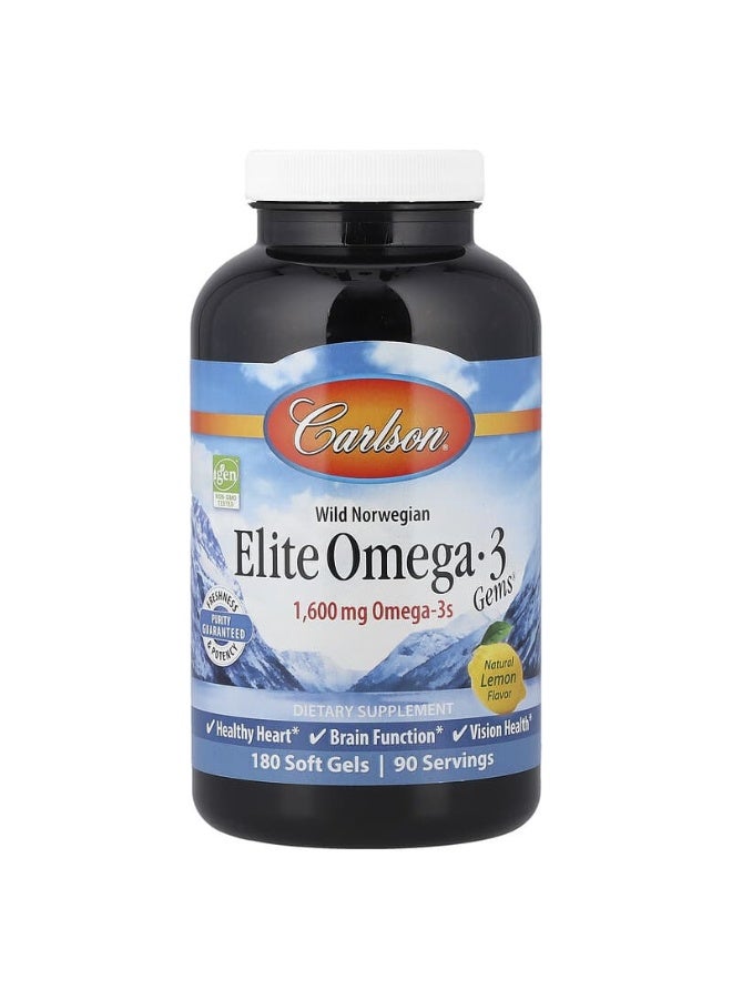 Carlson Elite Omega-3 Gems Dietary Supplement - 180 Softgels - Image 1