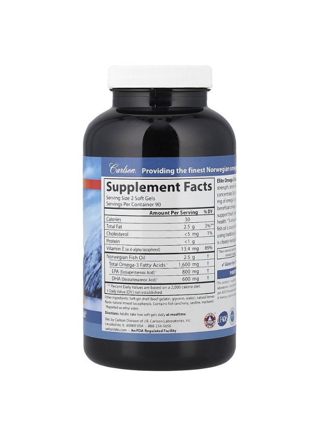 Carlson Elite Omega-3 Gems Dietary Supplement - 180 Softgels - Image 2