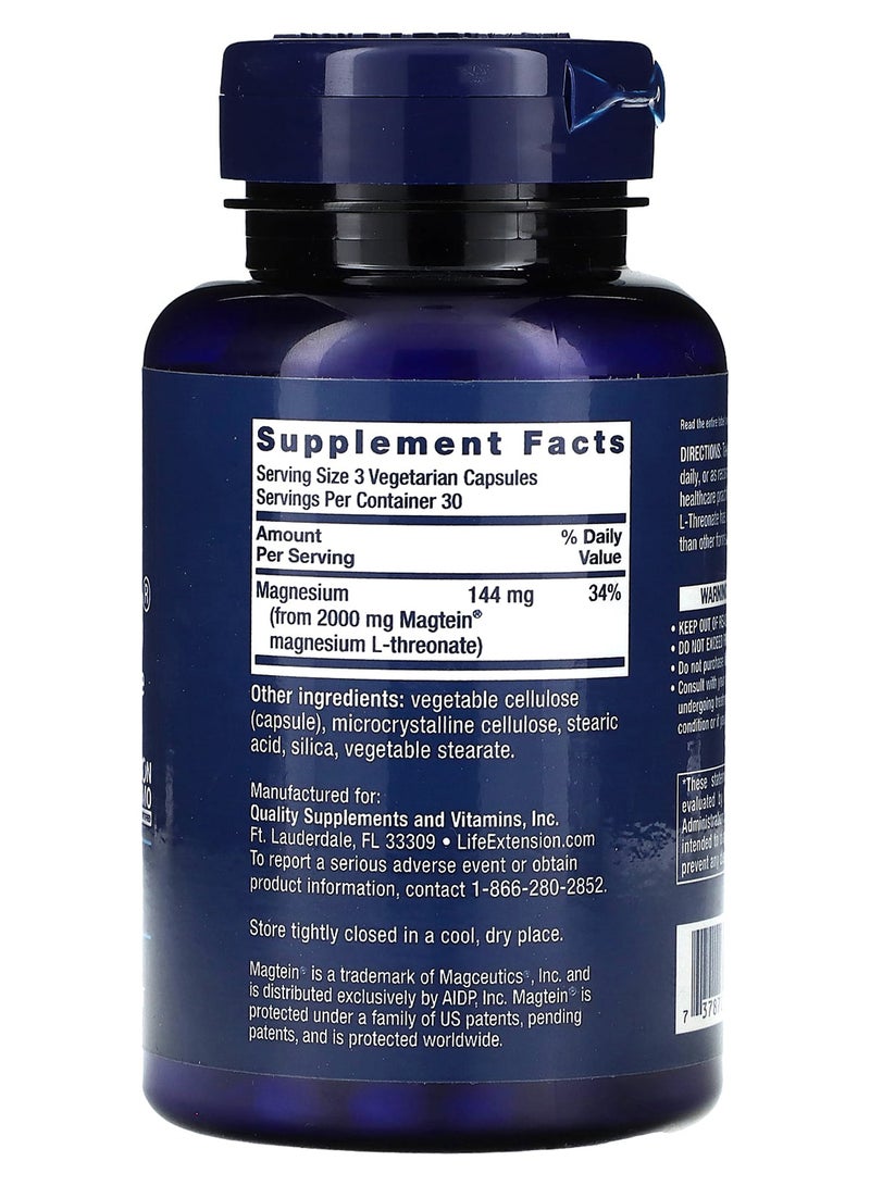 Neuro-Mag Magnesium L-Threonate Dietary Supplement - 90 Vegetarian Capsules