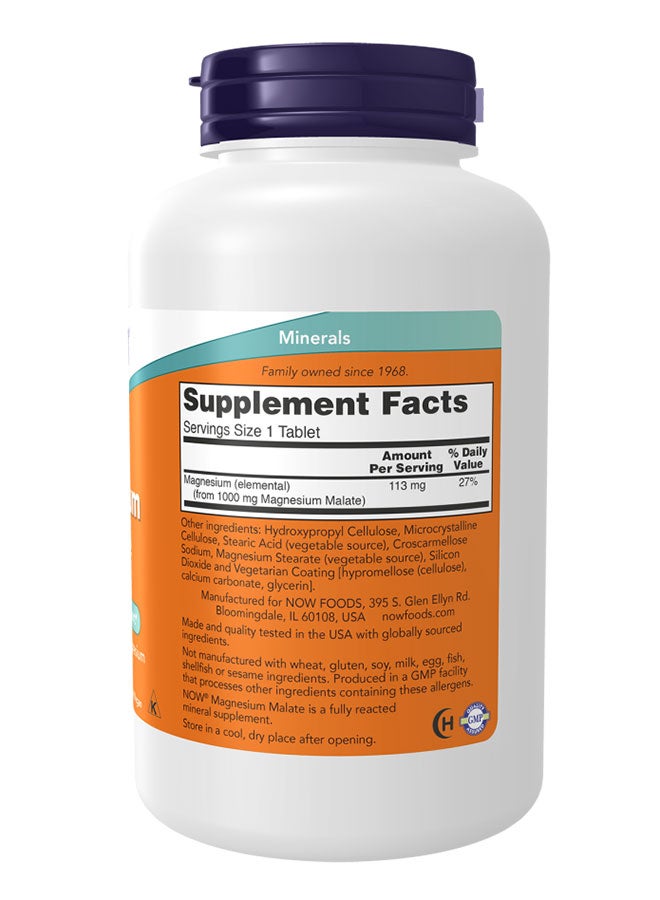 Now Foods - Magnesium Malate, 1000Mg 180 Tablets - Image 1