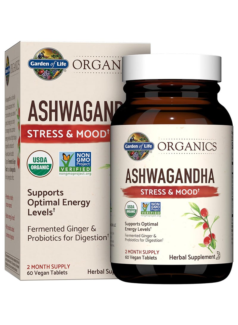 MyKind Organics Ashwagandha Stress Relief Supplement - 60 Vagan Tablets