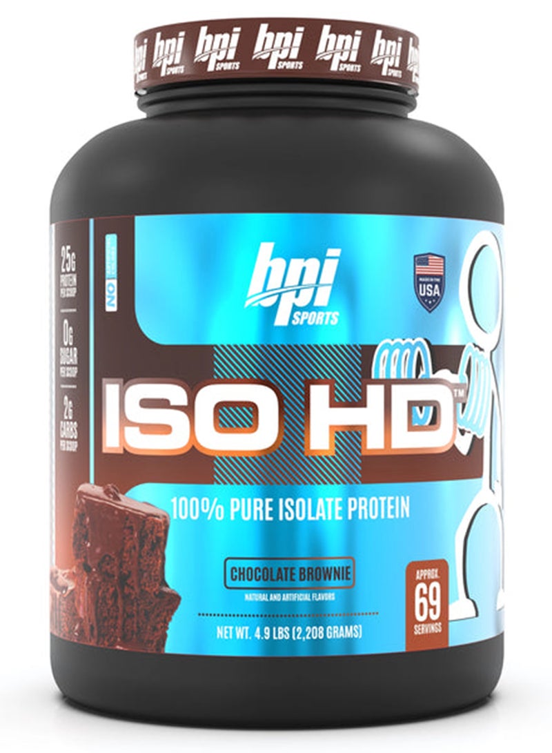 BPI SPORTS ISO HD Fast Absorption Rapid Muscle Recovery Pure isolate Protein Chocolate Brownie 4.9 LB - Image 1
