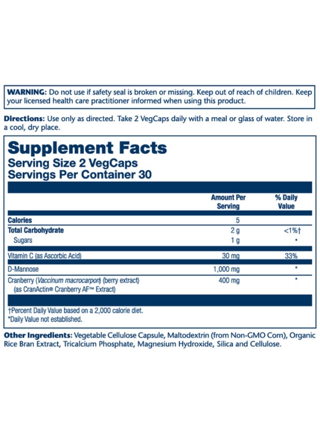 Solaray - CranActin D-Mannose, 1000mg - 60 VegCaps - Image 1