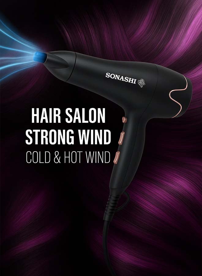 سوناشي مجفف الشعر SHD-5004 أسود/ذهبي 9.8 × 27.2 × 24.4 سم أسود /ذهبي 9.8 x 27.2 x 24.4سم - Image 3