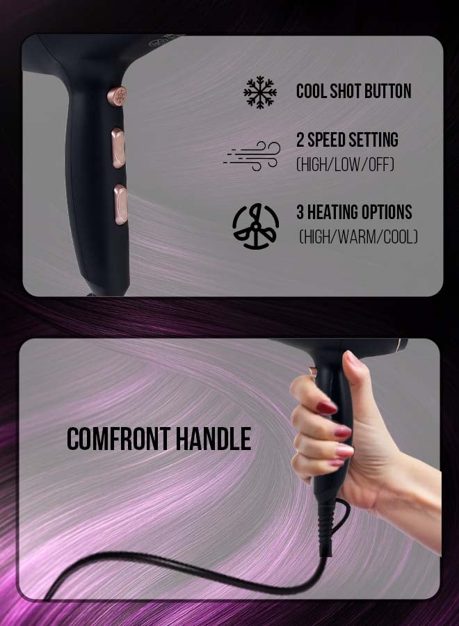 سوناشي مجفف الشعر SHD-5004 أسود/ذهبي 9.8 × 27.2 × 24.4 سم أسود /ذهبي 9.8 x 27.2 x 24.4سم - Image 5