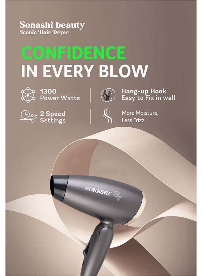 SONASHI Hair Dryer SHD-5005N - 1000W - 1300W, 2 Speed Blow Dryer with 2 Heat Settings, Cold & Hot Wind, DC Motor | Hair Care Essentials Silver - Image 4