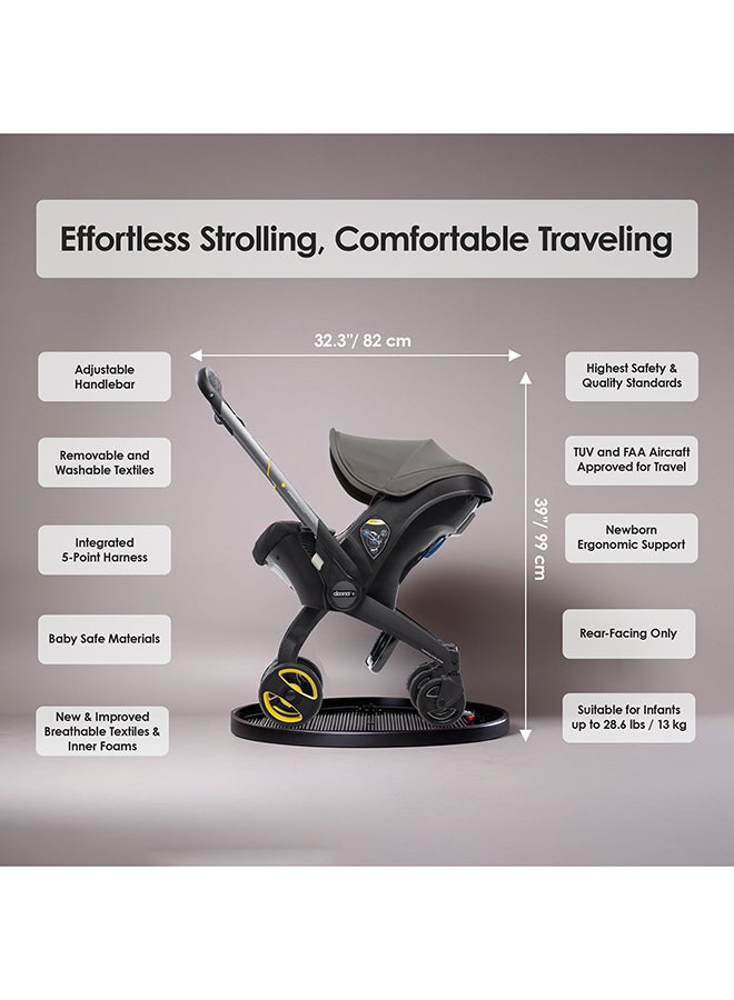 Doona Baby Car Seat And Travel Stroller - Urban Grey, Convertible 0+ Car Seat And Pram With 5 Point Safety Harness Ergonomic Pushchair And Travel System Isofix Base Sold Separately  - Image 4