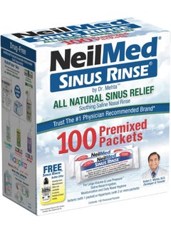 نيل ميد NeilMed Sinus Rinse All Natural Relief، إعادة التعبئة الممزوجة مسبقًا، 100 عبوة  - Image 3