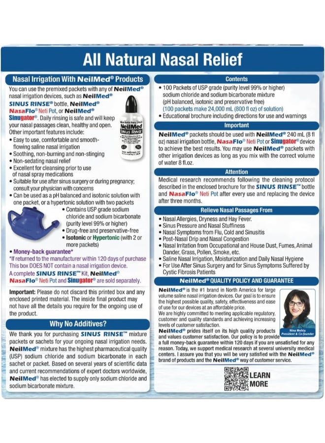 NeilMed Sinus Rinse All Natural Relief, 100 Premixed Packets Packaging May Vary  - Image 4