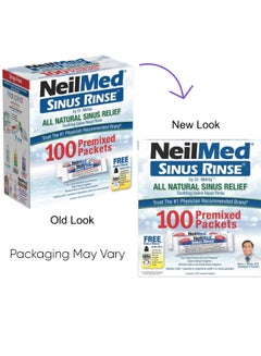 نيل ميد NeilMed Sinus Rinse All Natural Relief، إعادة التعبئة الممزوجة مسبقًا، 100 عبوة  - Image 2