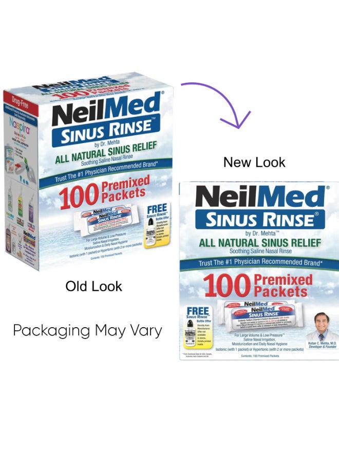 NeilMed Sinus Rinse All Natural Relief, 100 Premixed Packets Packaging May Vary  - Image 2