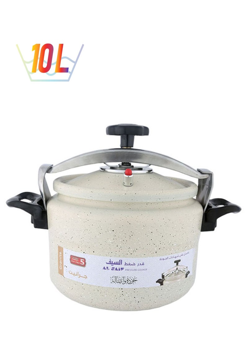 Alsaif Al Saif Aluminium Granite Pressure Cooker Pearl White 10Liters  - Image 1
