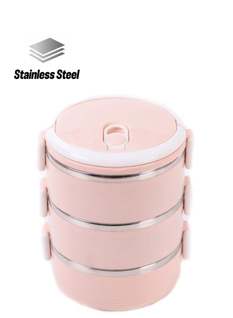 Home Concept 3 Layered Multi Functional Lunch Box Light Pink 15x15x20cm